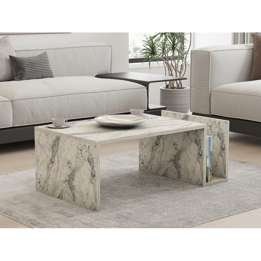 Mesa de centro MONEL, acabado efecto mármol gris