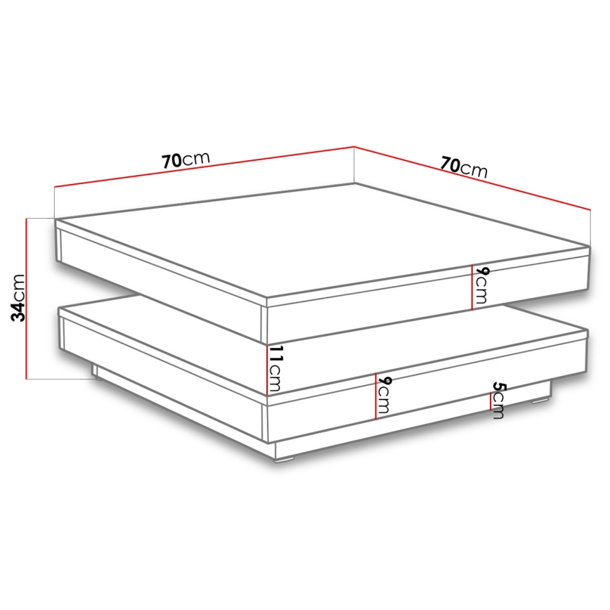 Mesa de centro NENANI 34x70 cm blanco