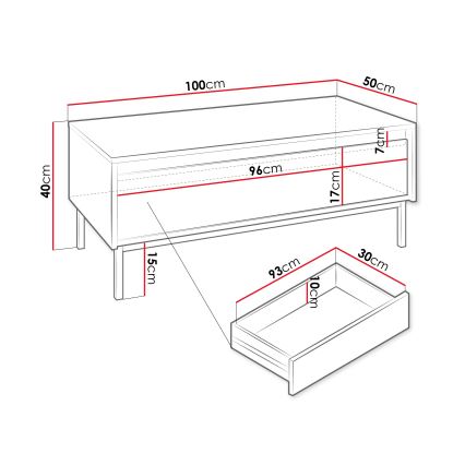 Mesa de centro OZMI 100x40 cm color cachemira