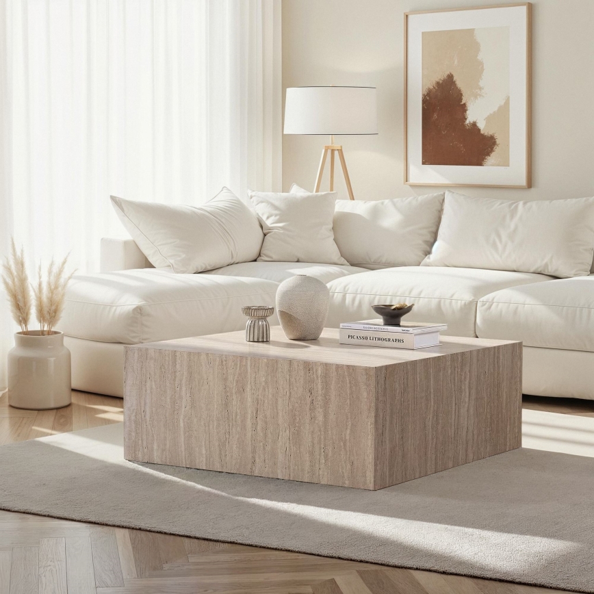 Mesa de centro PRIZMA 90x90 cm travertino