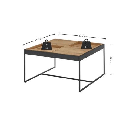 Mesa de centro PULSE 83x83 cm roble/negro