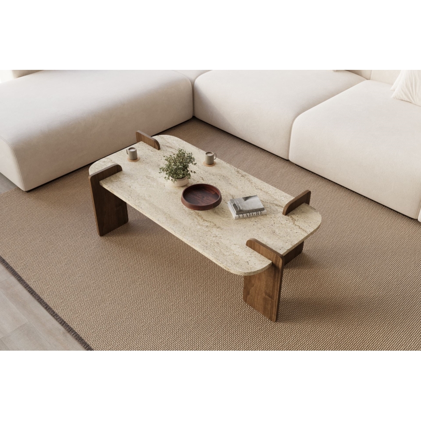 Mesa de centro PURO 120x60 cm nogal/travertino