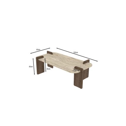 Mesa de centro PURO 120x60 cm nogal/travertino