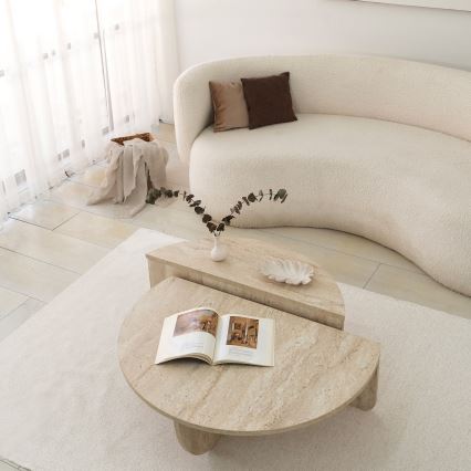 Mesa de centro REST con efecto mármol, beige
