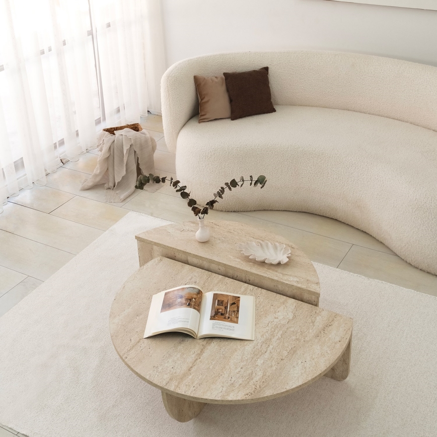 Mesa de centro REST con efecto mármol, beige