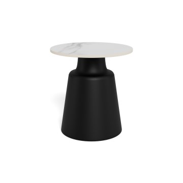 Mesa de centro SANTORINI Ø 45 cm travertino/negro/cerámica