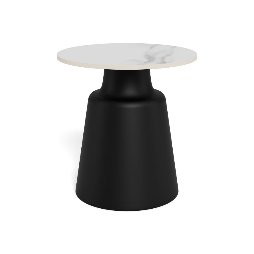 Mesa de centro SANTORINI Ø 45 cm travertino/negro/cerámica