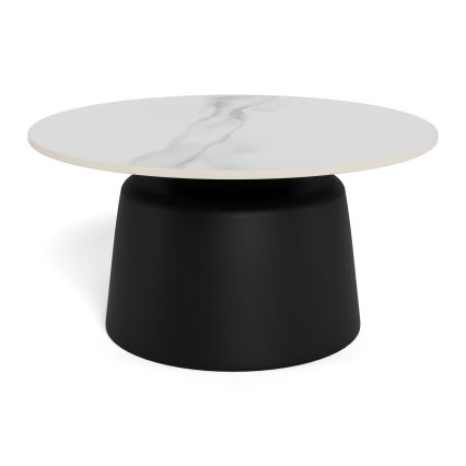 Mesa de centro SANTORINI Ø 70 cm blanco/negro/cerámica