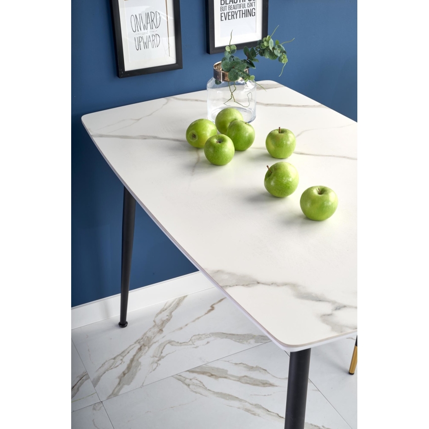 Mesa de comedor ALARA, acabado mármol blanco/negro