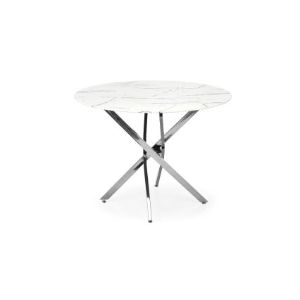 Mesa de comedor ESTEN 100 cm blanca/plateada