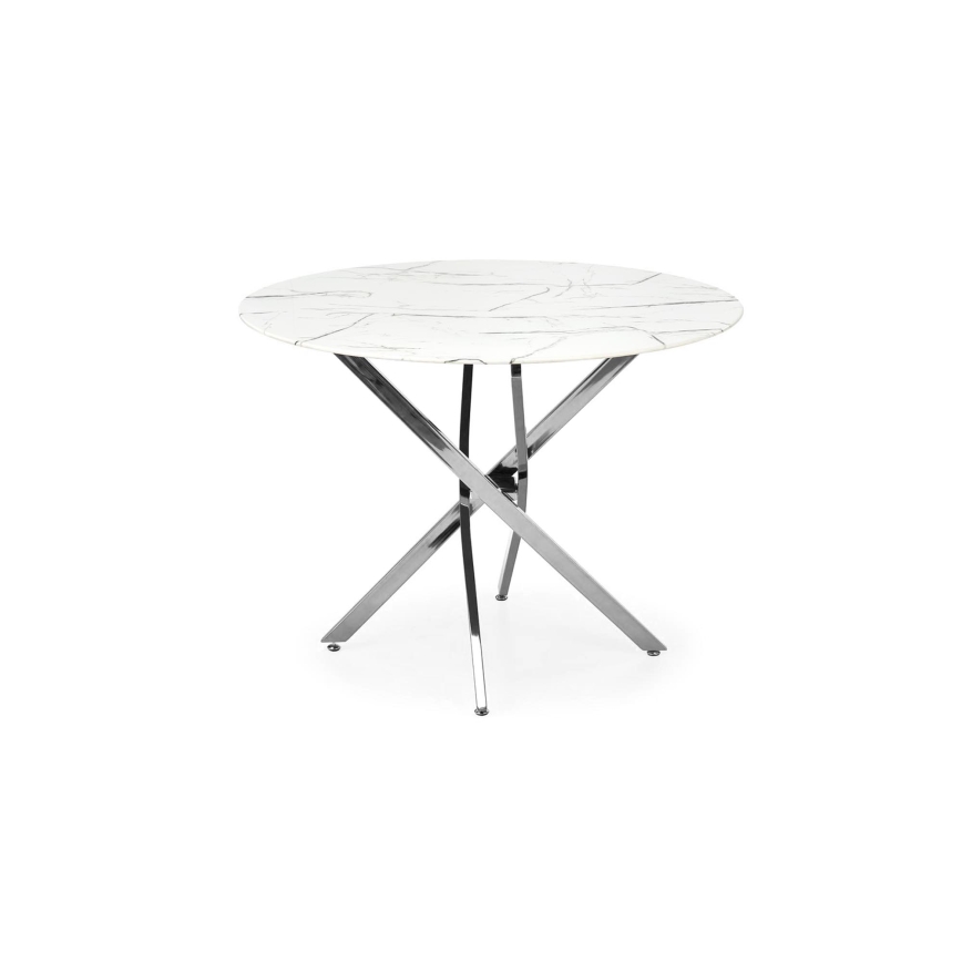 Mesa de comedor ESTEN 100 cm blanca/plateada