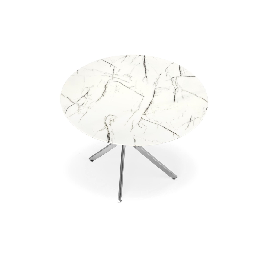 Mesa de comedor ESTEN 100 cm blanca/plateada