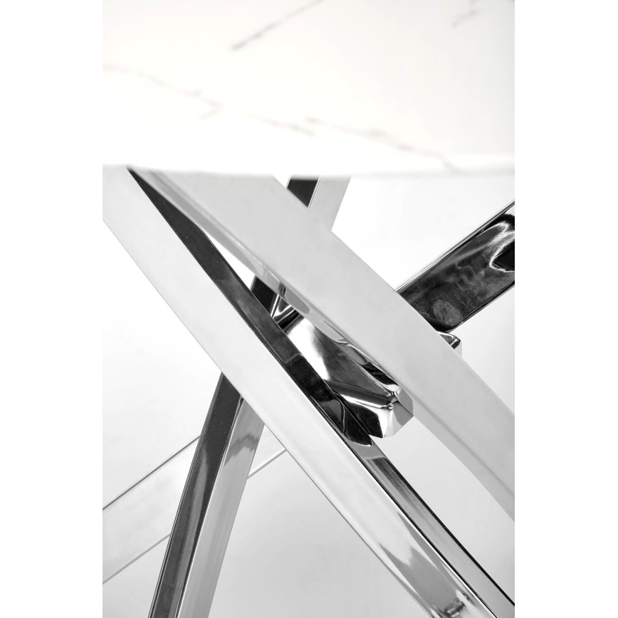 Mesa de comedor ESTEN 100 cm blanca/plateada