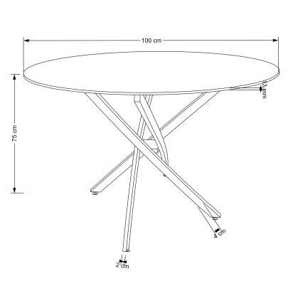 Mesa de comedor ESTEN de 100 cm, negra/dorada