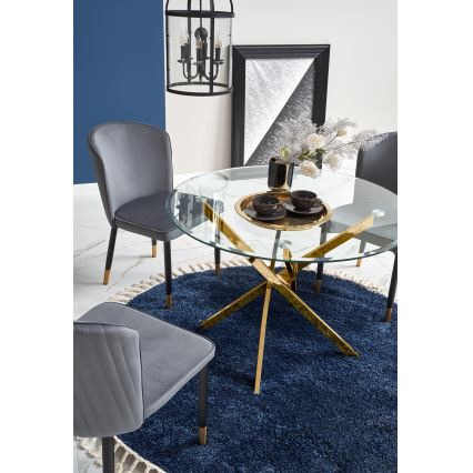 Mesa de comedor ESTEN transparente/dorada