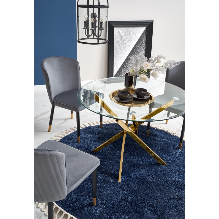 Mesa de comedor ESTEN transparente/dorada