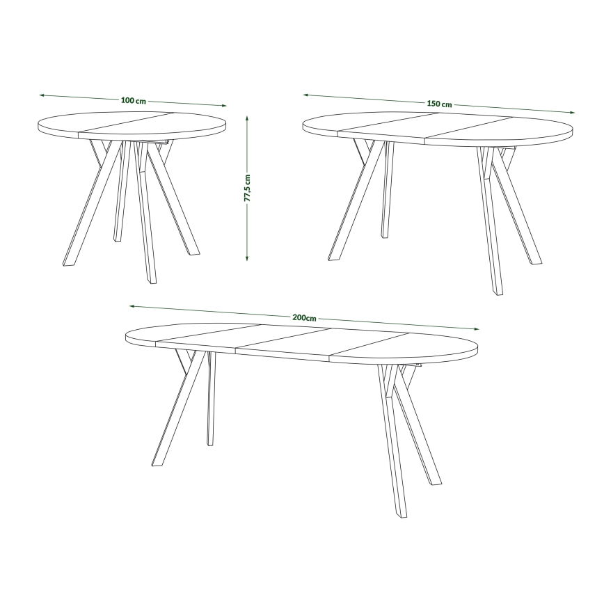 Mesa de comedor extensible ARTUR blanco/negro