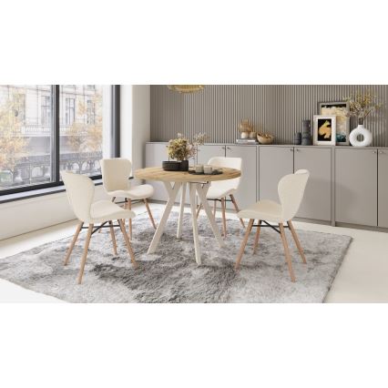 Mesa de comedor extensible ARTUR roble artisan/beige