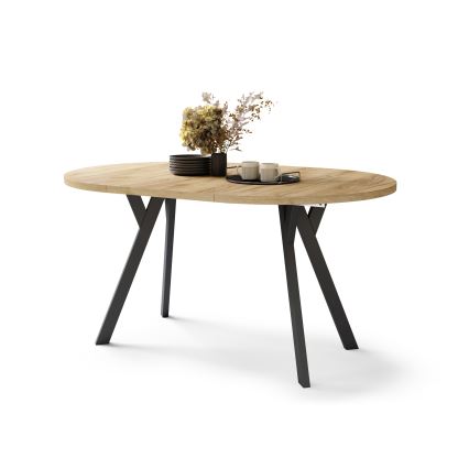 Mesa de comedor extensible ARTUR roble craft/negro