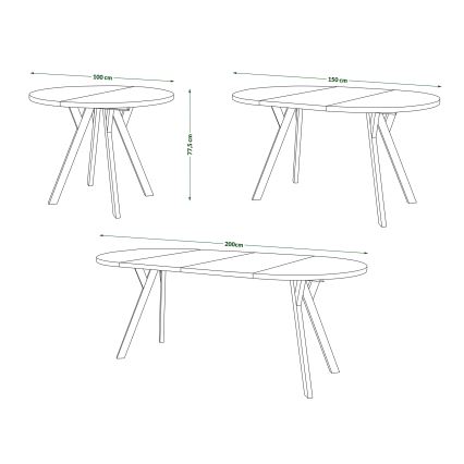 Mesa de comedor extensible ARTUR roble craft/negro