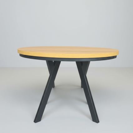 Mesa de comedor extensible CENTRO 100/140x77 cm roble craft/negro