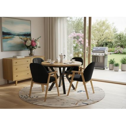 Mesa de comedor extensible CONVI 100/140x77 cm roble craft/negro