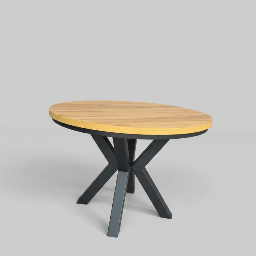 Mesa de comedor extensible CONVI 100/140x77 cm roble craft/negro