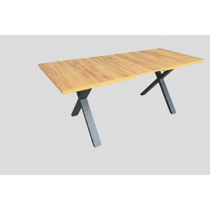 Mesa de comedor extensible DOMO 150/190x80 cm roble craft/negro