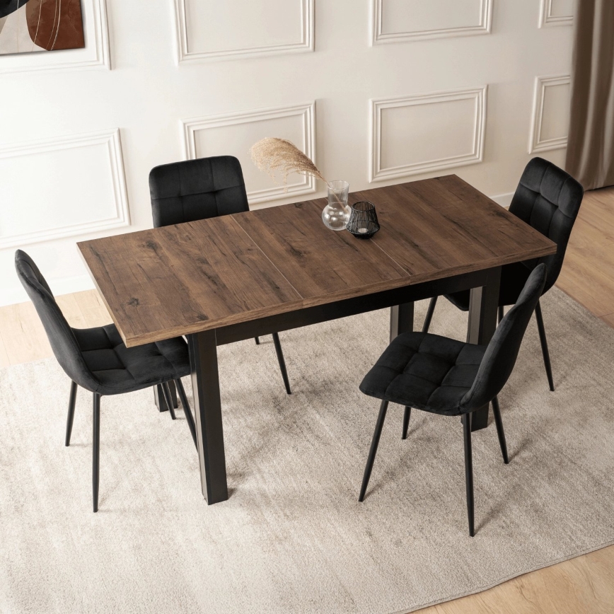 Mesa de comedor extensible DOO 120/160x75 cm macadamia/negra
