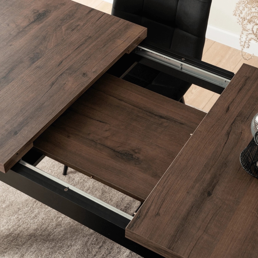 Mesa de comedor extensible DOO 120/160x75 cm macadamia/negra