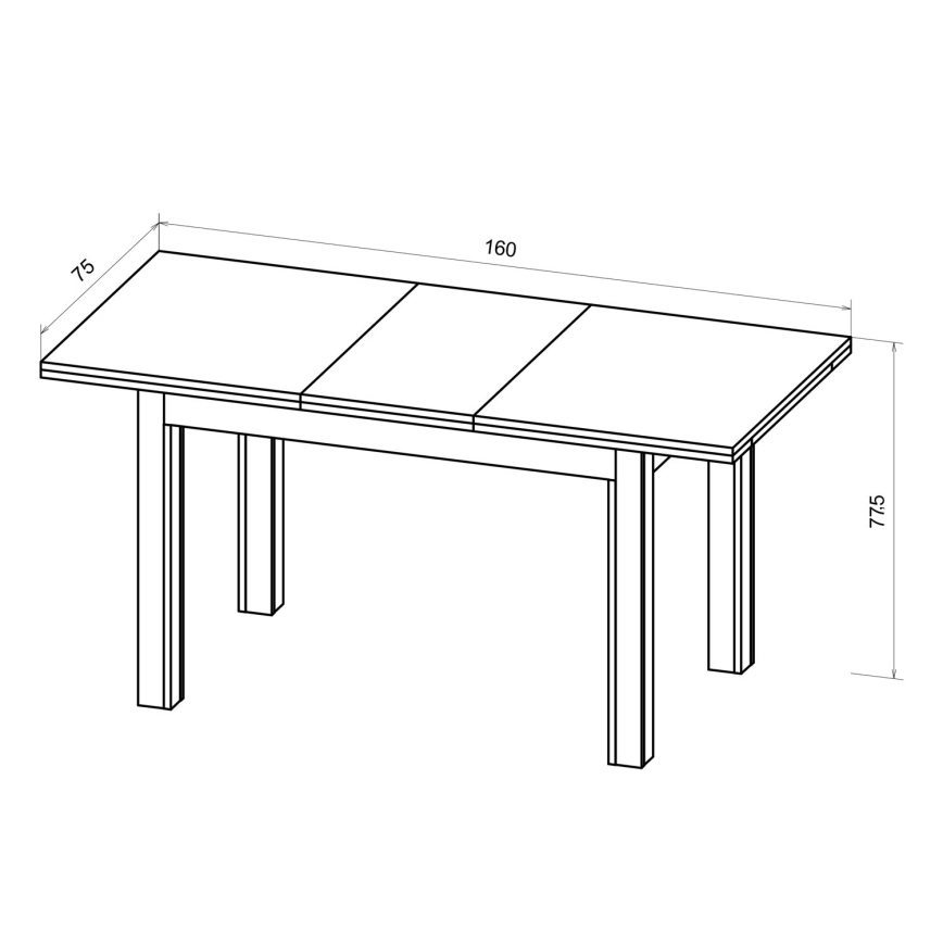 Mesa de comedor extensible DOO 120/160x75 cm macadamia/negra