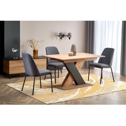 Mesa de comedor extensible DROM 130/175x85 cm roble Wotan/negro