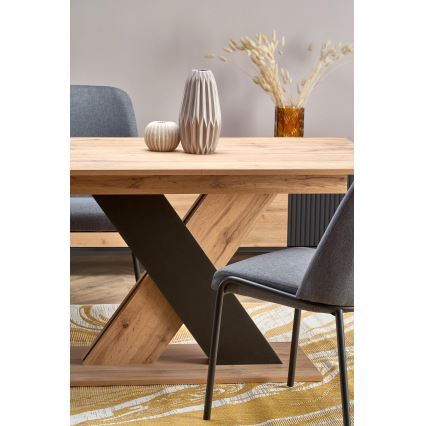 Mesa de comedor extensible DROM 130/175x85 cm roble Wotan/negro