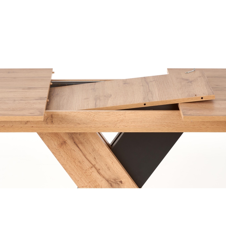 Mesa de comedor extensible DROM 130/175x85 cm roble Wotan/negro