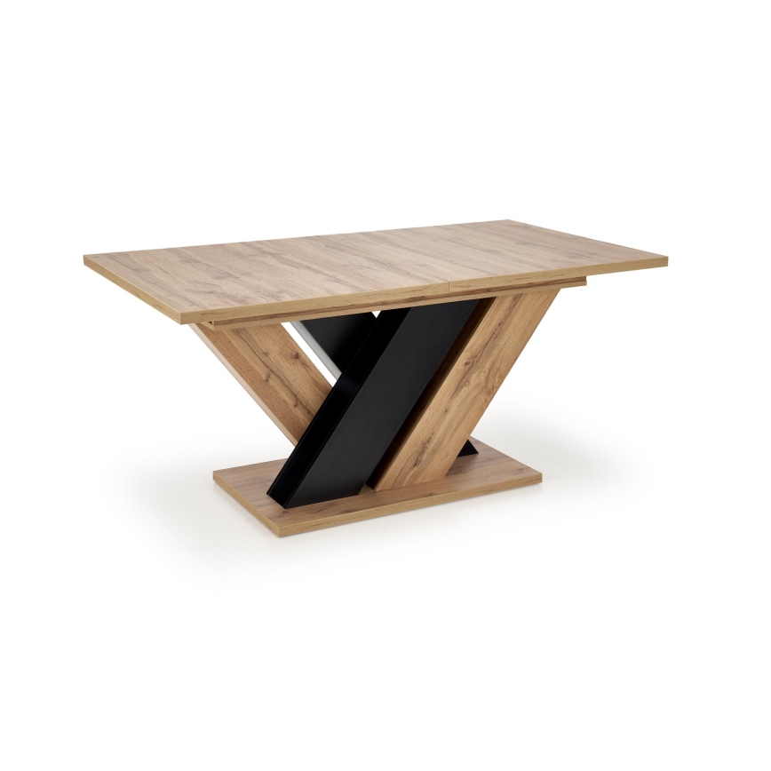 Mesa de comedor extensible DROM 160/200x90 cm roble wotan/negro