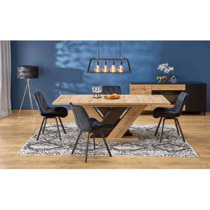 Mesa de comedor extensible DROM 160/200x90 cm roble wotan/negro