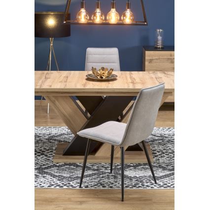 Mesa de comedor extensible DROM 160/200x90 cm roble wotan/negro