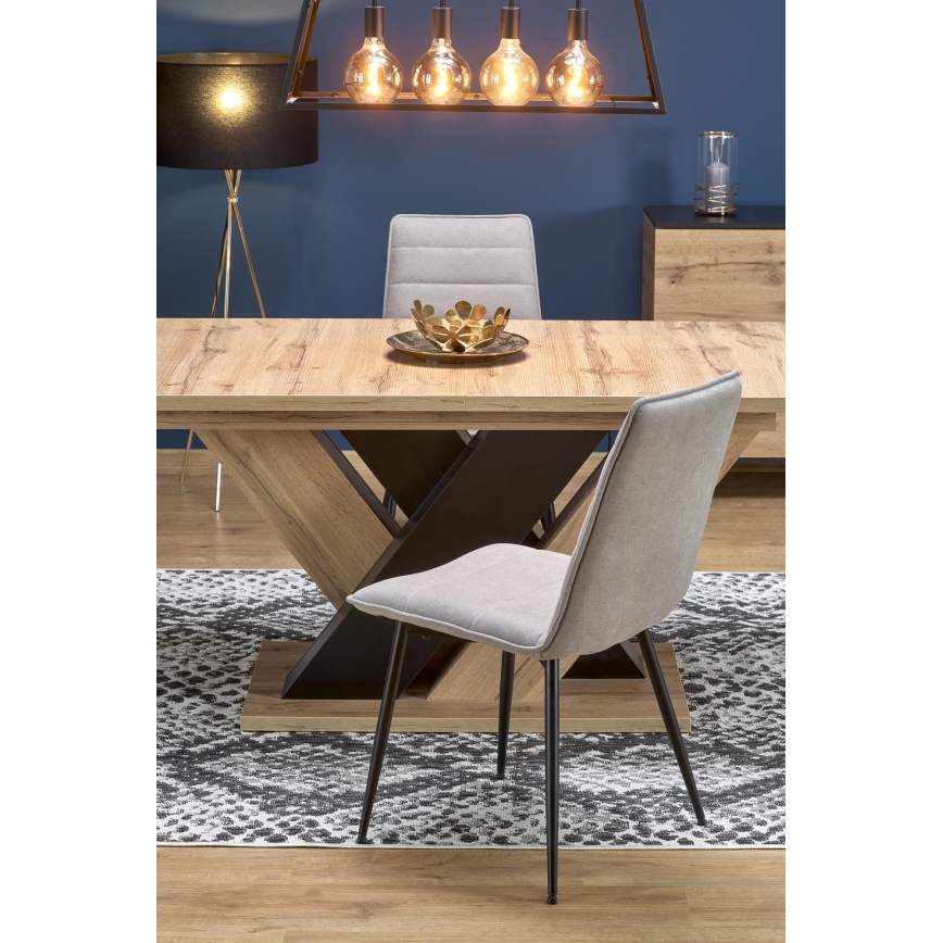 Mesa de comedor extensible DROM 160/200x90 cm roble wotan/negro