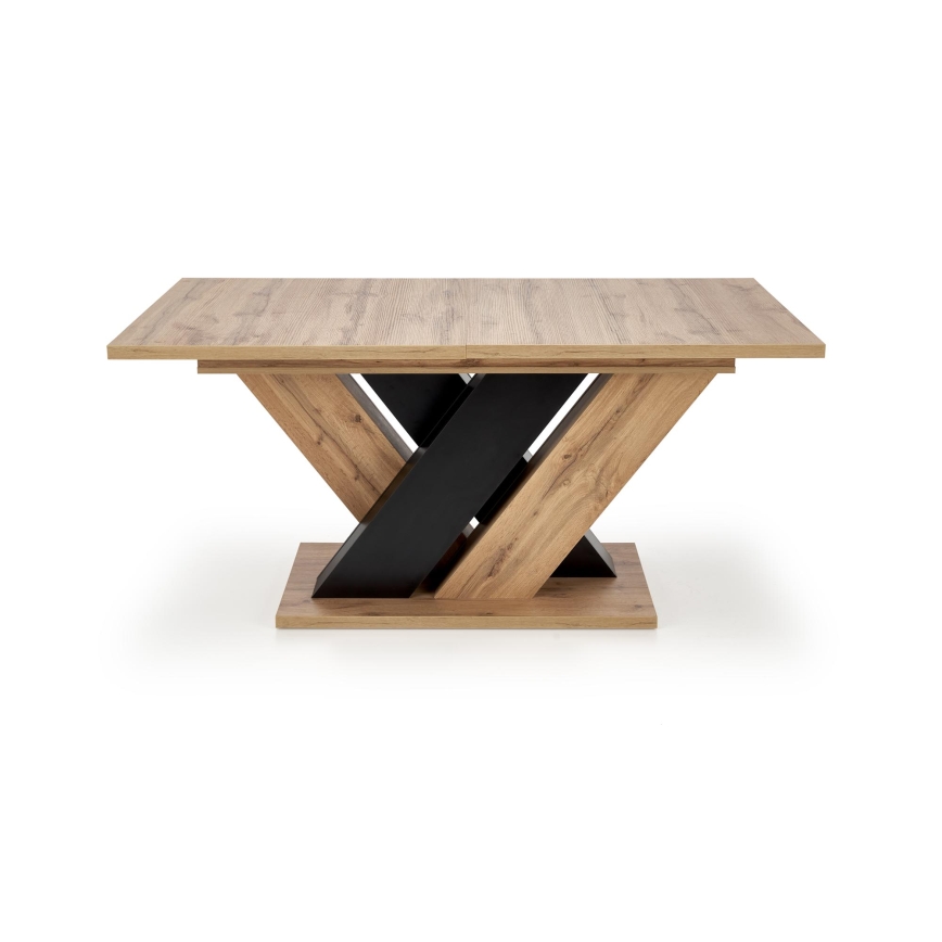 Mesa de comedor extensible DROM 160/200x90 cm roble wotan/negro
