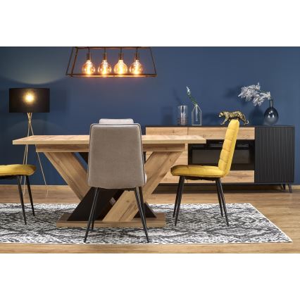 Mesa de comedor extensible DROM 160/200x90 cm roble wotan/negro