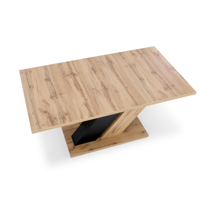 Mesa de comedor extensible DROM 160/200x90 cm roble wotan/negro
