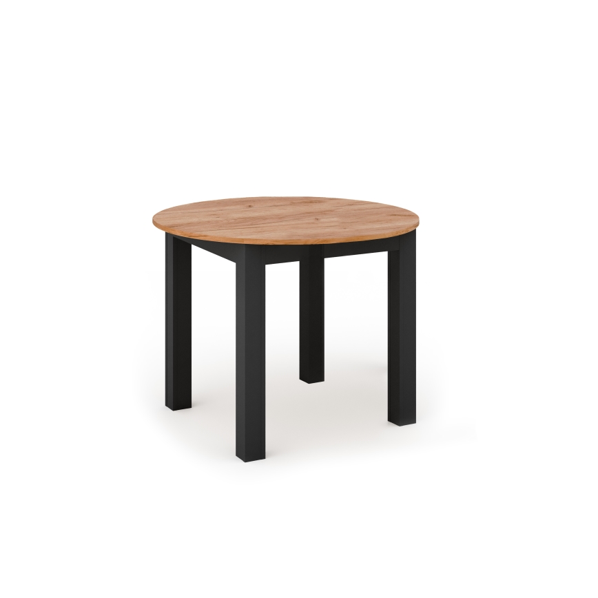 Mesa de comedor extensible WILY, roble artisan/negro