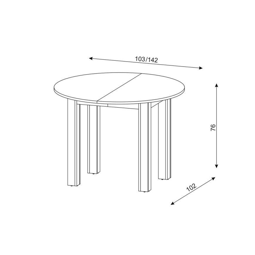 Mesa de comedor extensible WILY, roble artisan/negro
