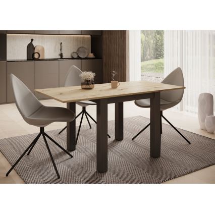 Mesa de comedor extensible ZARO 80/160x80 cm roble artisan/negro