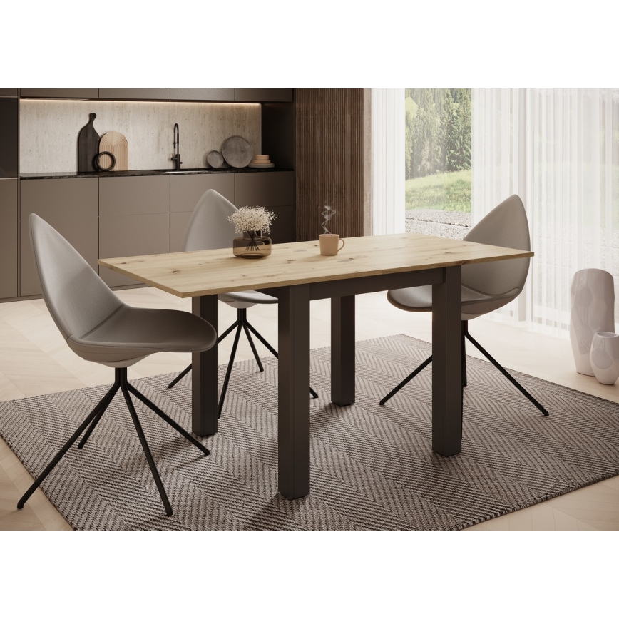 Mesa de comedor extensible ZARO 80/160x80 cm roble artisan/negro