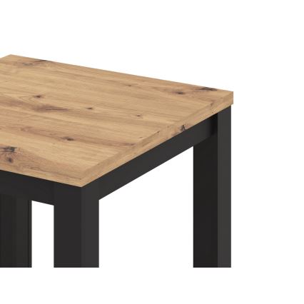 Mesa de comedor extensible ZARO 80/160x80 cm roble artisan/negro