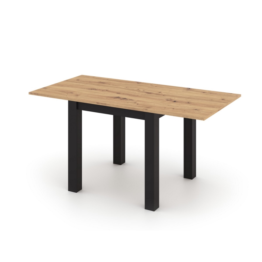 Mesa de comedor extensible ZARO 80/160x80 cm roble artisan/negro