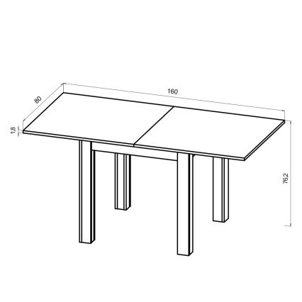 Mesa de comedor extensible ZARO 80/160x80 cm roble artisan/negro