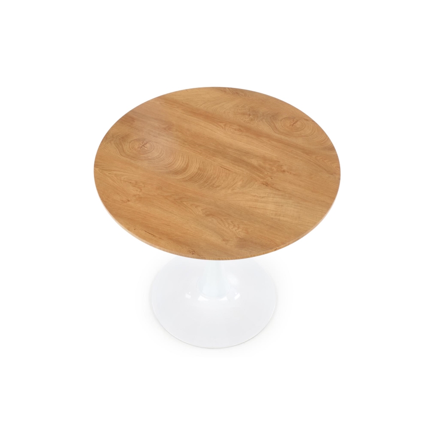 Mesa de comedor LUGI, diámetro 80 cm, marrón/blanco