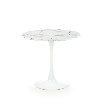 Mesa de comedor PACIS, acabado efecto mármol blanco/blanco